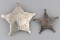 This lot consists of two Badges: (1) Deputy Marshal Laramie 5-point ball star Badge, 2 1/8