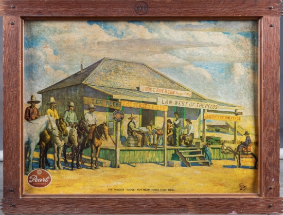 Original vintage framed Advertisement for XXX Pearl Beer titled "The Famous "Judge" Roy Bean Horse T