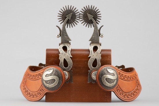 Very fine pair of double mounted Spurs by Lytle & Mower, noted West Bountiful, Utah Bit and Spur Mak