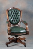 Beautiful oversized Victorian Walnut heavily carved swivel Desk Chair with beautifully carved frame