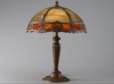 Nice original antique curved glass Table Lamp, circa 1920s, measures 20
