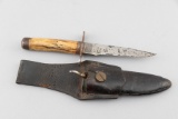 Unusual antique Side Knife with locking sheath. Ricasso is marked 