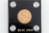 U.S. INDIAN HEAD $5.00 Gold Coin. Indian Head $5.00 Gold Coin in very nice condition, dated 1909. Th