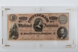 QUEEN OF THE CONFEDERACY. $100.00 Confederate Bill dated February 17, 1864 in very nice condition. T