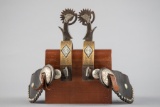 Unusual pair of double mounted Spurs by West Bountiful, Utah Bit and Spur Makers Lytle & Mower. Spur