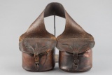Pair of early leather Doctors Saddle Bags, circa late 1800s, both bags are complete with medicine bo