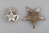 This lot consists of two Badges: (1) Dance Matron/D.M. Police/15 Badge, crescent with cut out star,