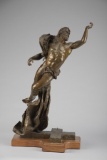 Beautifully crafted Bronze Sculpture of Christ with an extended arm ascending from the Cross base in