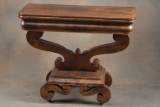 Early American Burl Mahogany flip top Game Table, circa 1840s. When used as a Wall Table it measures