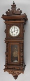 Antique German walnut case Wall Regulator Clock, circa 1890s, beautifully carved case with porcelain
