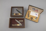 This lot consists of three unused new in case double and single blade Commemorative Pocket Knives: (