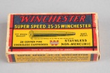 Full Box of vintage Winchester .25/35 caliber Cartridges, totaling 20 rounds.