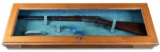 Vintage oak and glass hanging Rifle Case made for a Winchester SRC and a SA, measures 43