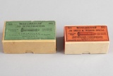 Two antique Boxes of Winchester Cartridges. One box of 50 rounds of .38 Winchester caliber in green