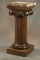 Museum quality antique oak Pedestal, circa 1900, with polished marble top. Pedestal has massive reed