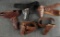 Collection of five Holster and Belt Rigs, 4 are nicely floral and basket weave tooled, one is a plai