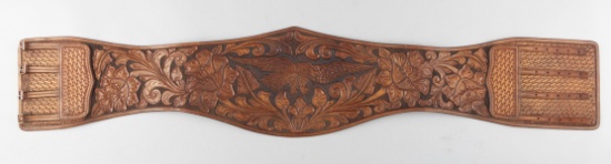 Outstanding "S.D. Myres, El Paso, Tex." marked highly floral tooled and basket weave Bronco Busting