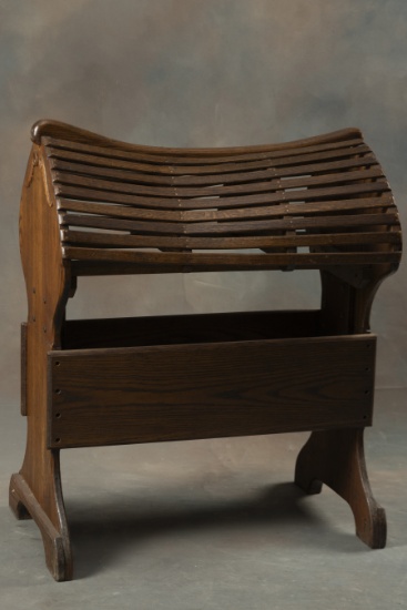 Fancy custom made oak Saddle Stand, 28" L x 16 1/2" W x 36" T. THE BUDDY KING COLLECTION.