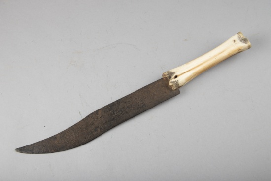 Large Fur Traders Knife with bone handle and 11 1/2" clip point blade. THE LATE DR. ED KOLLAR ESTATE