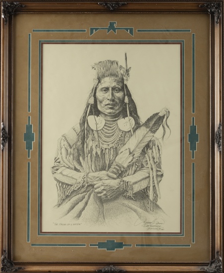 Beautifully framed and matted Print of a pen and ink, hand signed by artist Dan Brewer, 1987 at lowe