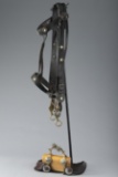 Unique vintage Bridle, Bit and matching Spurs. Bridle is mounted with silver spots and mother of pea
