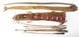 Rare matching fur-on Bow & Quiver Set, Cheyenne, circa 1890s. Quiver contains rawhide wrapped Stick,