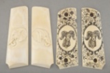This lot consists of two pairs of Ivory Grips for a Model 1911. One has an elephant carved motif. Th