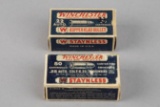 This lot consists of two Boxes of 50 rounds each of Winchester Ammunition. (1) One full blue Box of