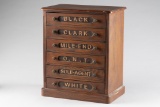 Unique six-drawer oak Collector's Cabinet made in the likeness of the Clark Spool Cabinet, measures