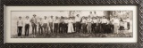 Framed Panoramic of a group of Shooters to include one female with double barrel shotgun. NOTE: Far