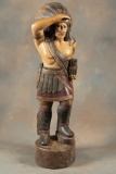 Fully Carved Wooden Cigar Store Indian, very detailed, measures 49