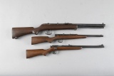 Three miniature Rifles one is fashioned after a Remington, the others are fashioned after a Savage,
