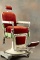 Antique two color porcelain Barber Chair manufactured by Emil J. Paidar, Chicago, circa 1930s, mecha