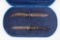 Antique pair of Presentation Style, buck horn handled Knives in fitted Case. One is 13 1/2