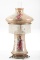 Fine antique Oil Lamp attributed to Pittsburgh Lamp Co., with beautiful hand painted shade and match