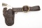 Custom tooled Cartridge Belt and matching Double Loop Holster marked 