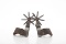 Outstanding pair of large Iron Mexican Spurs, single mounted with engraved silver and 6