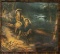 Very desirable tri-panel original framed cowboy/cowgirl Print, circa 1920s, measures 17 1/2 x 32 1/2