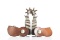 Pair of single mounted, inside marked Crockett Spurs with six-point rowels and chap guards, engraved
