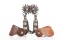 Pair of  single mounted engraved overlay Spurs, Cheyenne, Wyoming style with split heel bands, multi