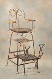 Antique Shoe Shine Stand with quarter sawn oak seat and arms, measures 51