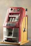 Mills High Top Special Award 10 Cent Triple Seven Coin Operated Slot Machine, circa 1930s, in wooden
