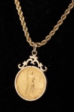 Fine Gold $10.00 American Eagle Coin dated MCMLXXXVI (1986), sold in gold Bezel with gold 16