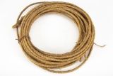 Fancy rawhide braided reata, 60 Ft. long with rawhide hondo. Most reatas of this length are used for