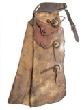 Very desirable set of vintage child's leather Batwing Chaps, circa 1940s, with outside pockets and l