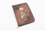 Beautifully hand tooled leather, zippered Folder, measures 13 1/2