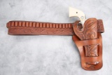 Floral tooled Holster and matching Ammo Belt marked 