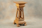 Unique, possibly one of a kind, antique quarter sawn oak Pedestal with label that reads 