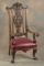 High quality antique heavily carved oak Arm Chair with pierced carved floral back in extremely fine