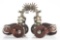 Fantastic pair of single mounted silver inlaid and hand engraved Spurs attributed to Garcia with fan